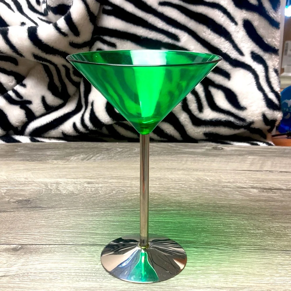 Green & Silver Martini Glass